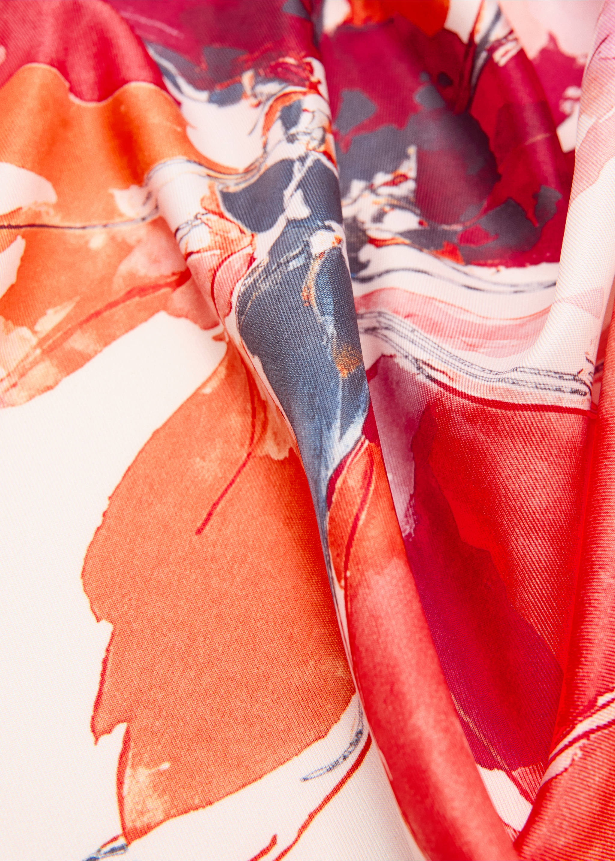 Floral print scarf - Medium plane, Pink. Ref: 37071440-00.