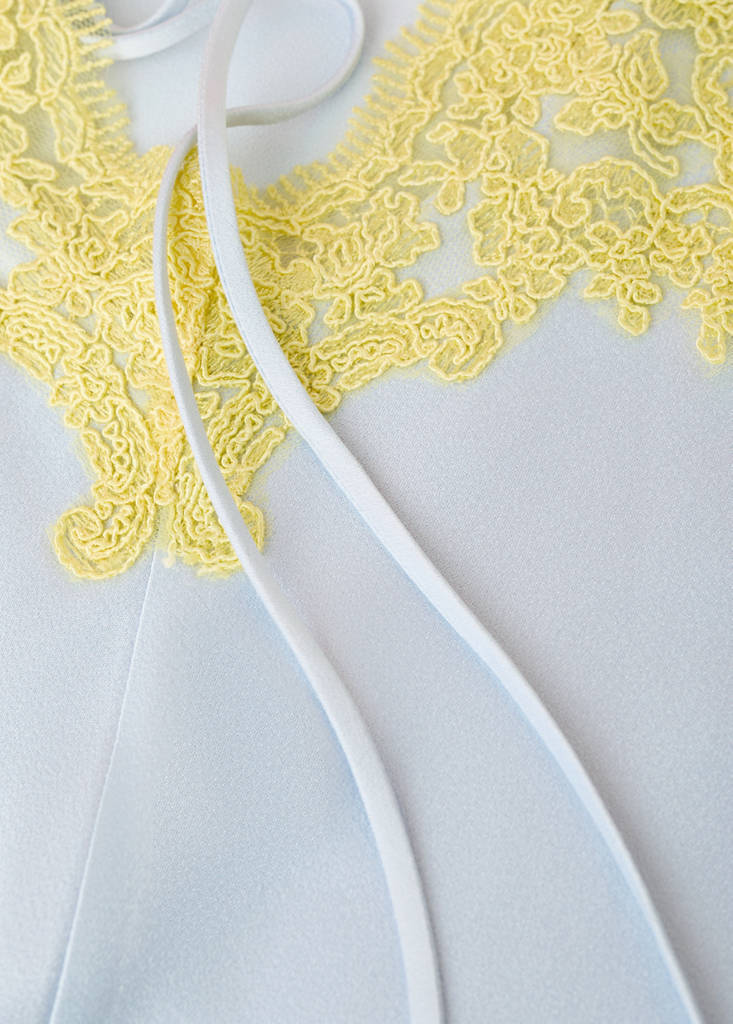 Satin dress with relief lace — Sky Blue
