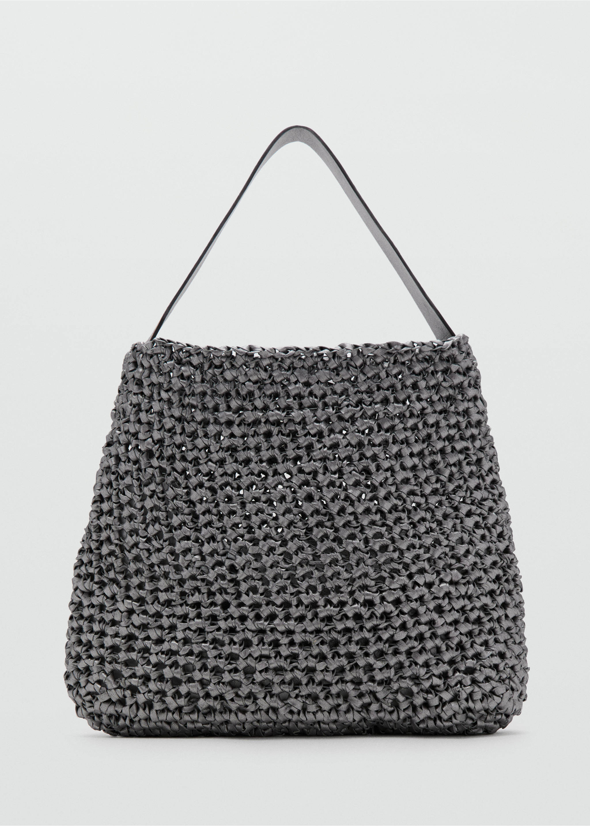 Braided leather shopper bag - Artikel zonder model, Donkerzilver. Ref: 37071444-00.
