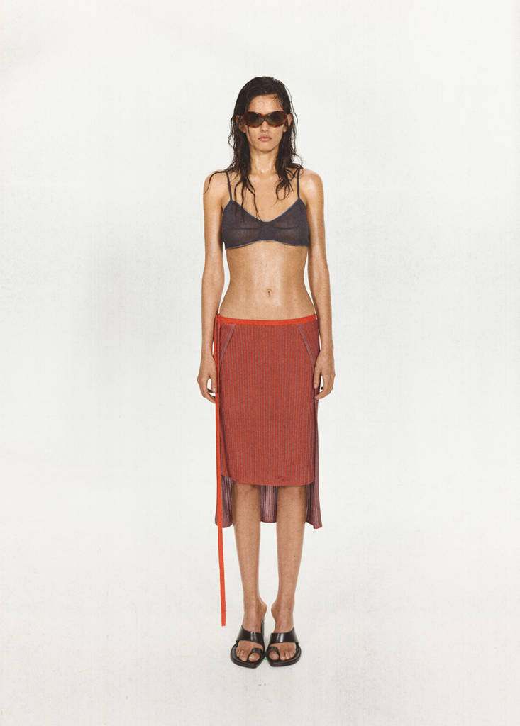 Ribbed layered skirt — Red