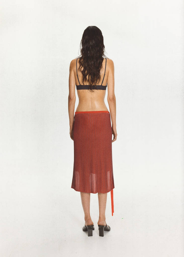 Ribbed layered skirt — Red