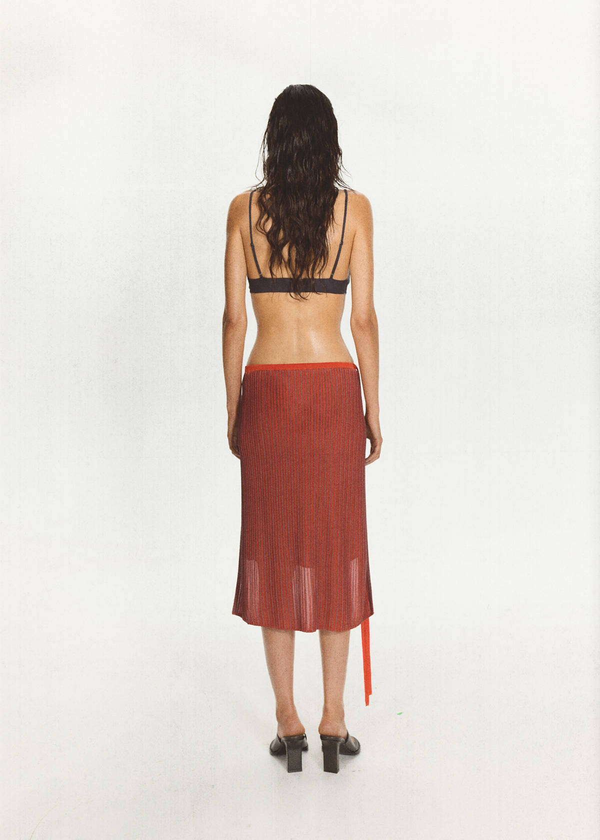 Ribbed layered skirt — Red