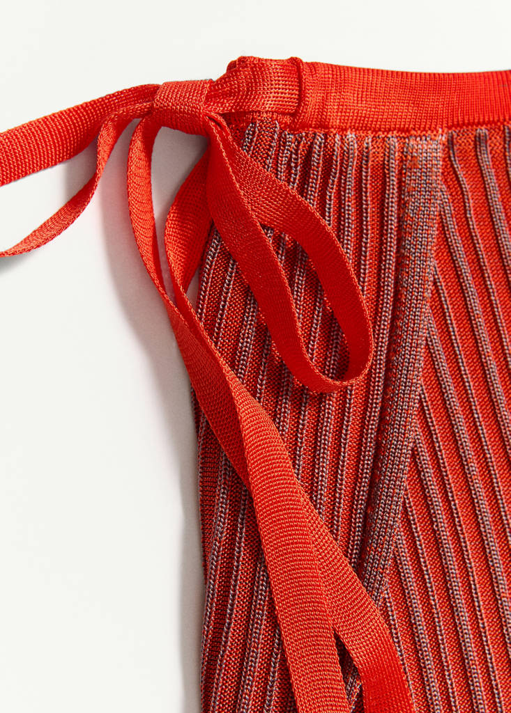 Ribbed layered skirt — Red