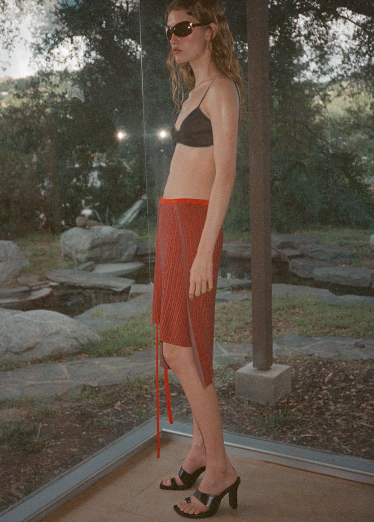 Ribbed layered skirt — Red
