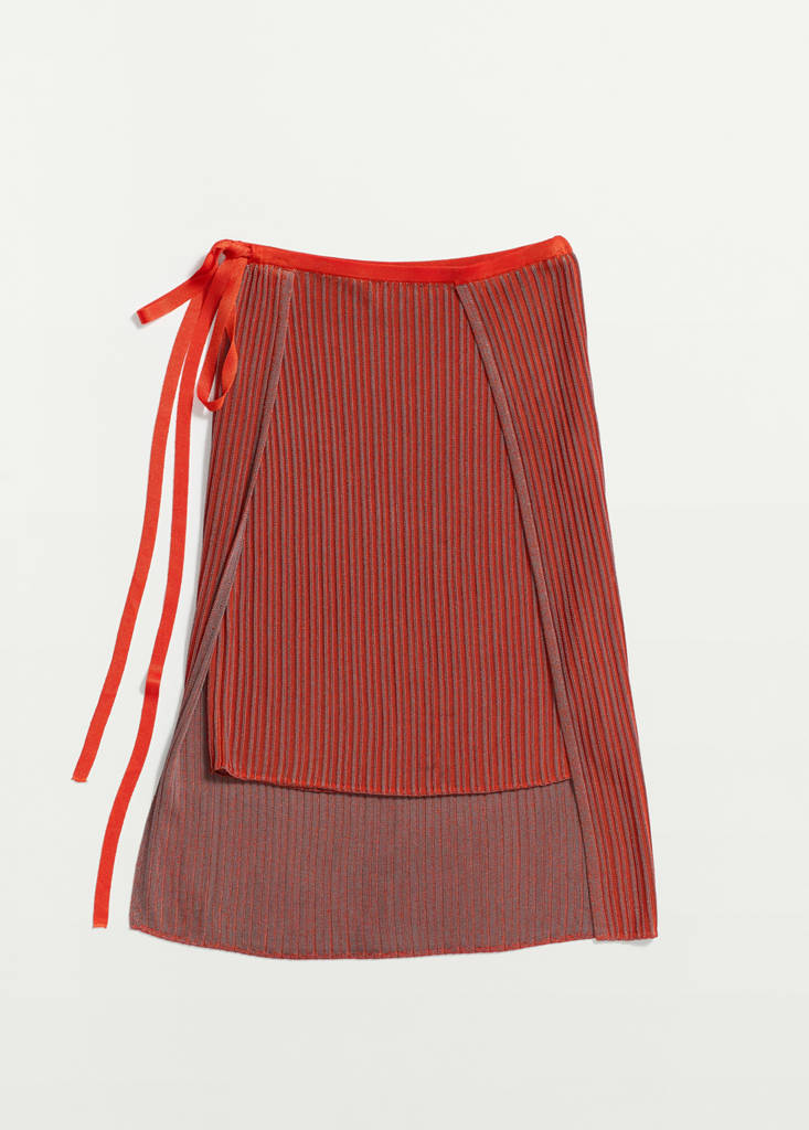 Ribbed layered skirt — Red