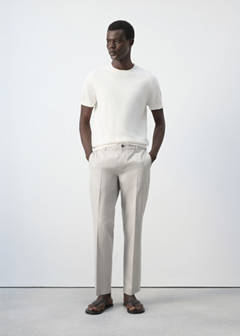 Slim fit cropped cotton blend trousers — Ice Grey 2