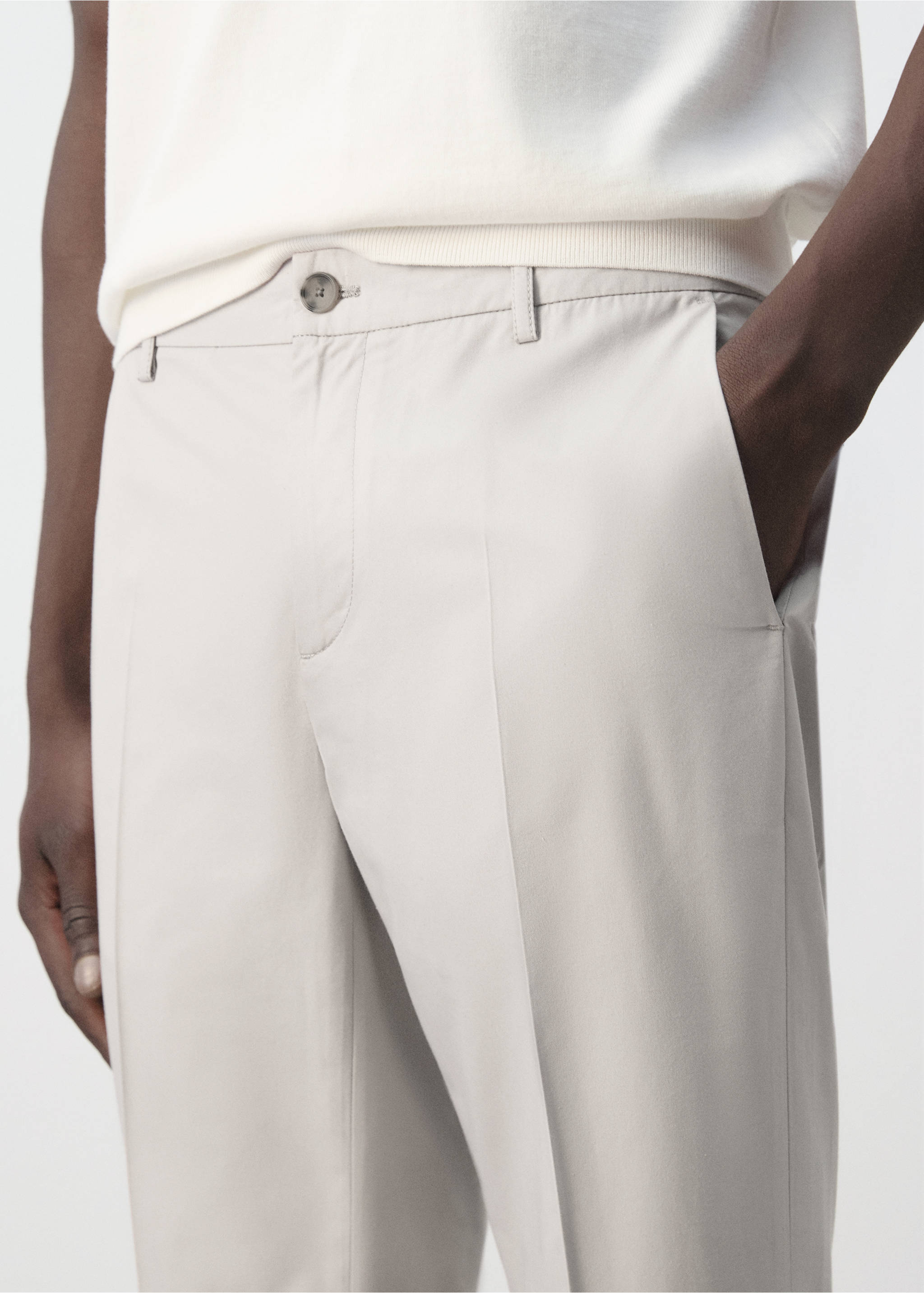 Pantalón slim fit mezcla algodón lyocell - Detalle del artículo 3, Gris hielo. Ref: 37071448-00.
