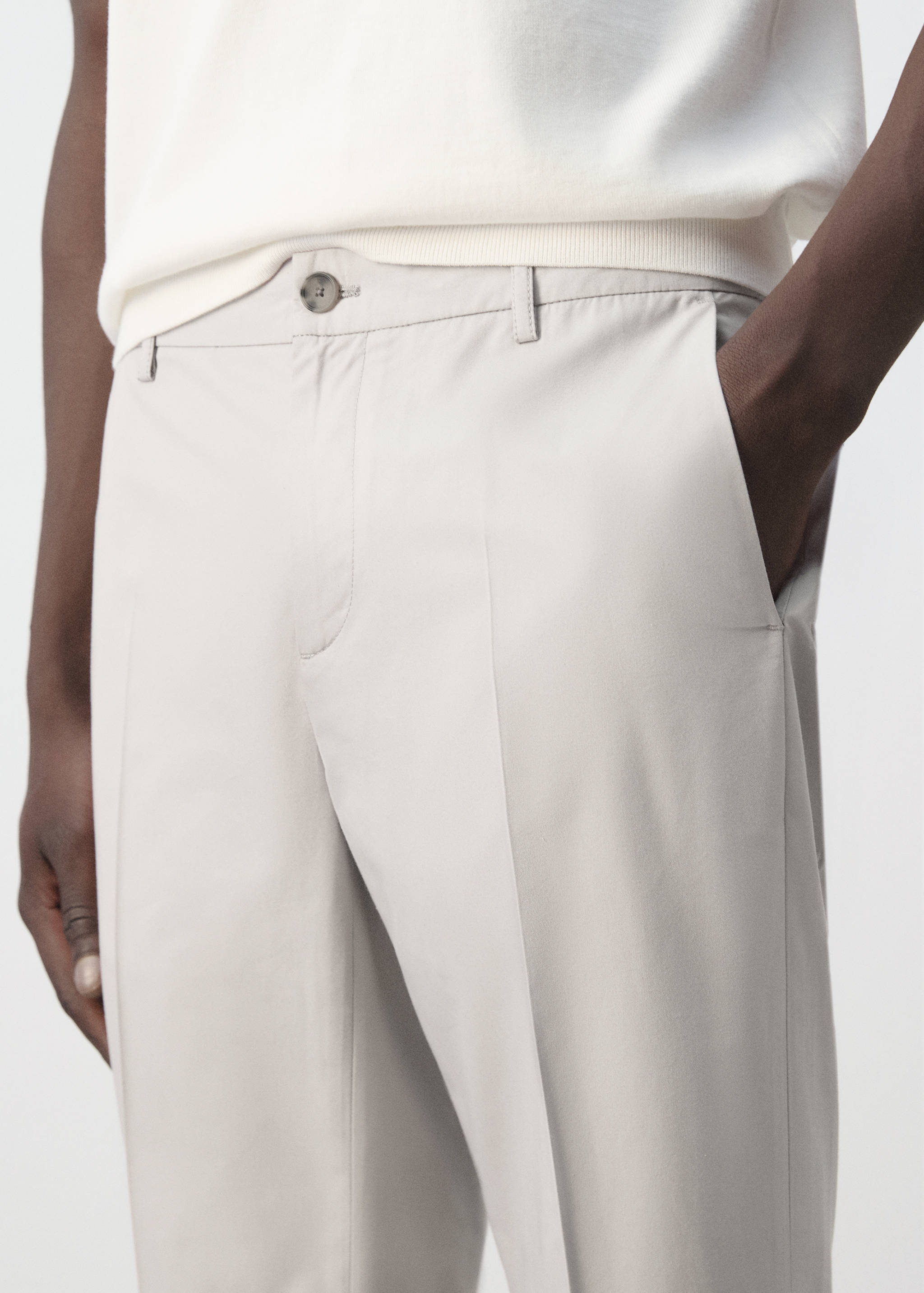 Cotton-blend slim-fit cropped trousers - Details of the article 3