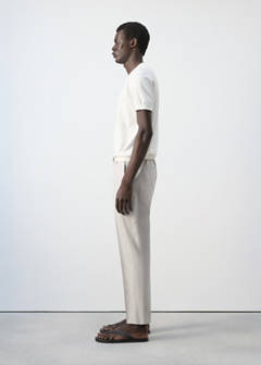 Slim fit cropped cotton blend trousers — Ice Grey 4