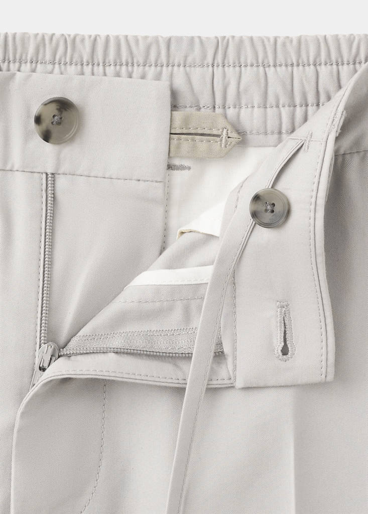 Slim fit cropped cotton blend trousers — Ice Grey