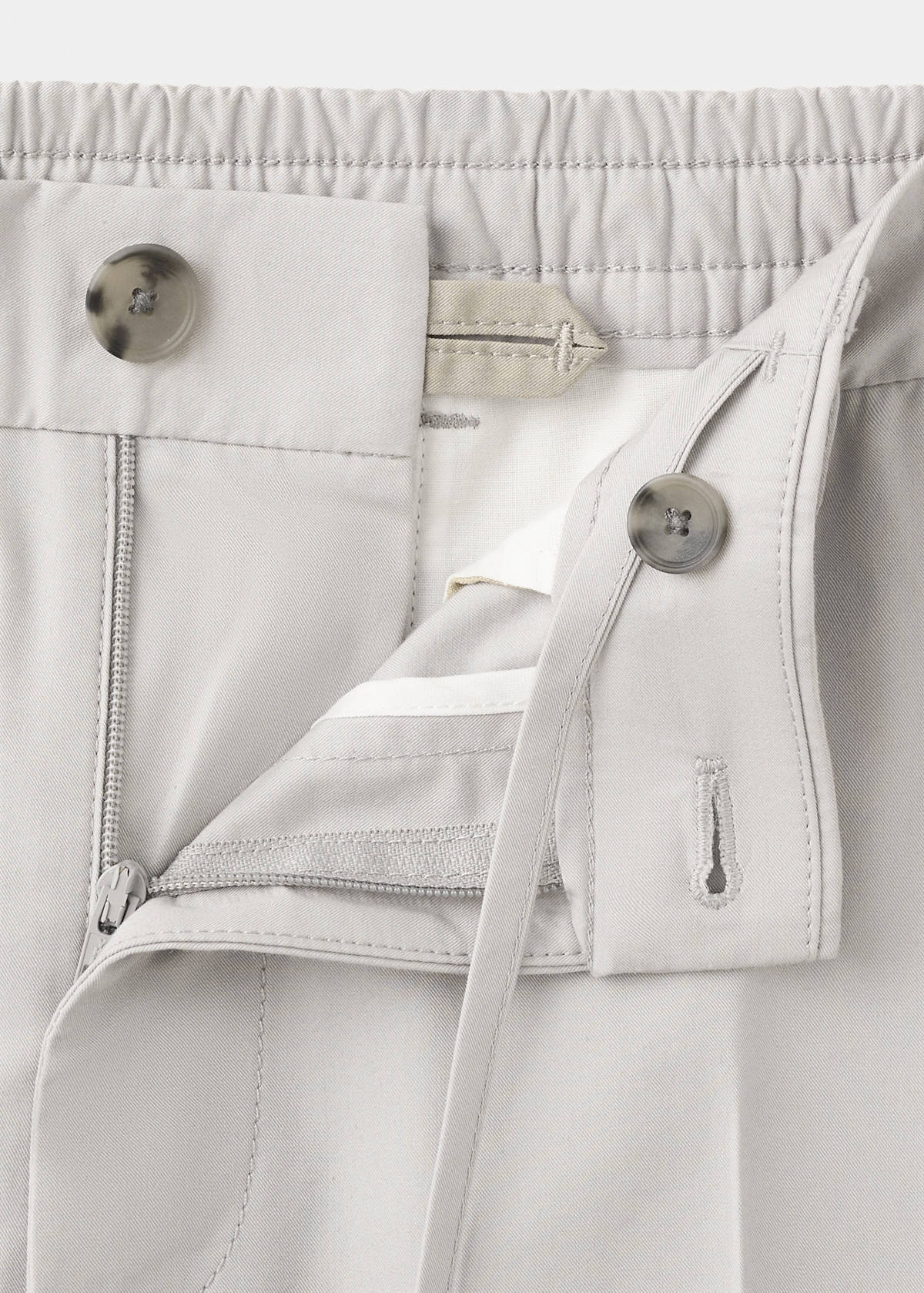 Slim fit cropped cotton blend trousers — Ice Grey