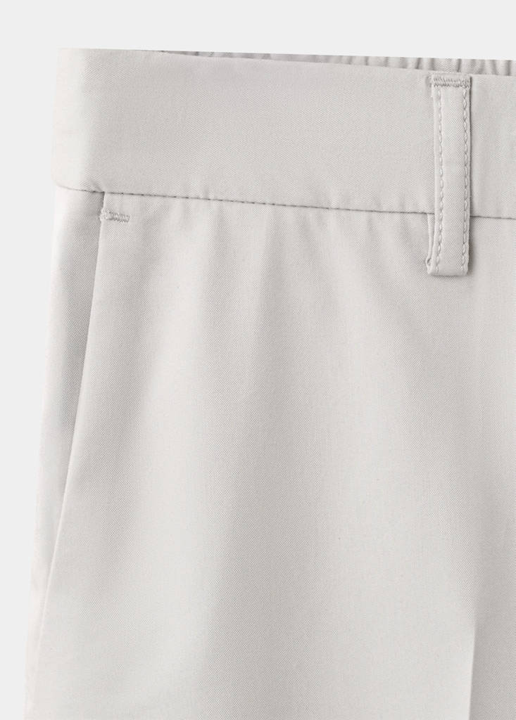 Slim fit cropped cotton blend trousers — Ice Grey