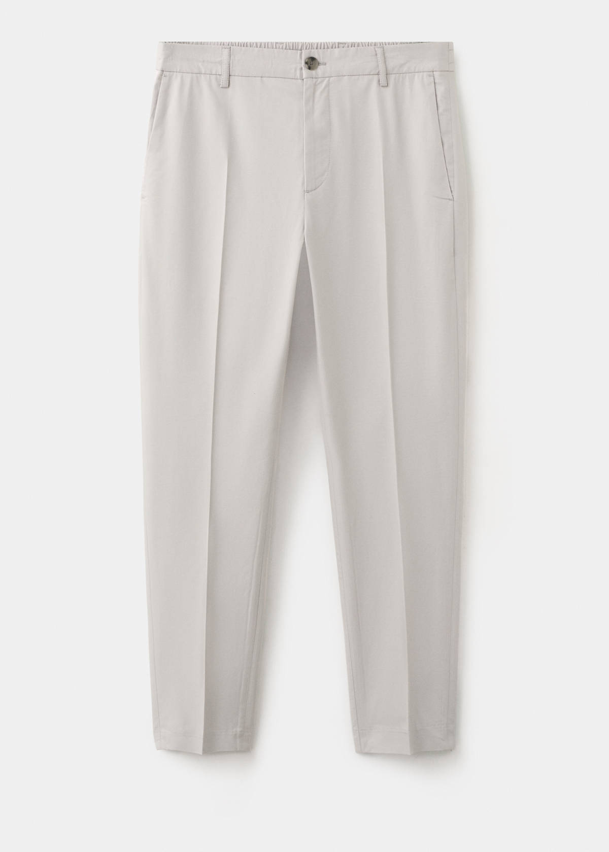 Slim fit cropped cotton blend trousers — Ice Grey