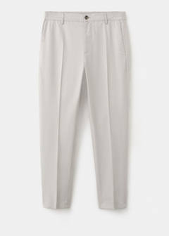 Slim fit cropped cotton blend trousers — Ice Grey 6