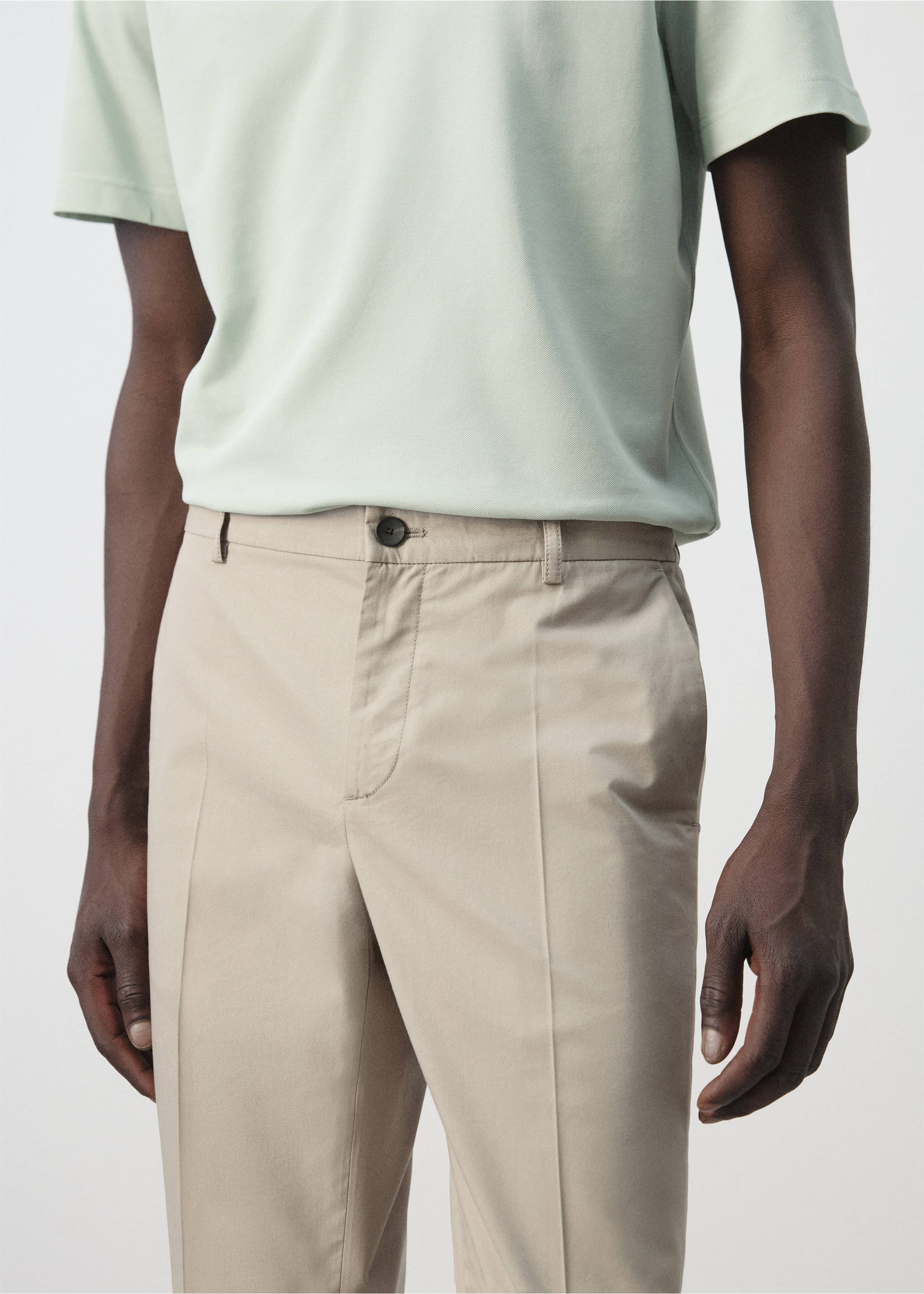 Pantalón slim fit mezcla algodón lyocell - Detalle del artículo 1, Marrón medio. Ref: 37071448-00.