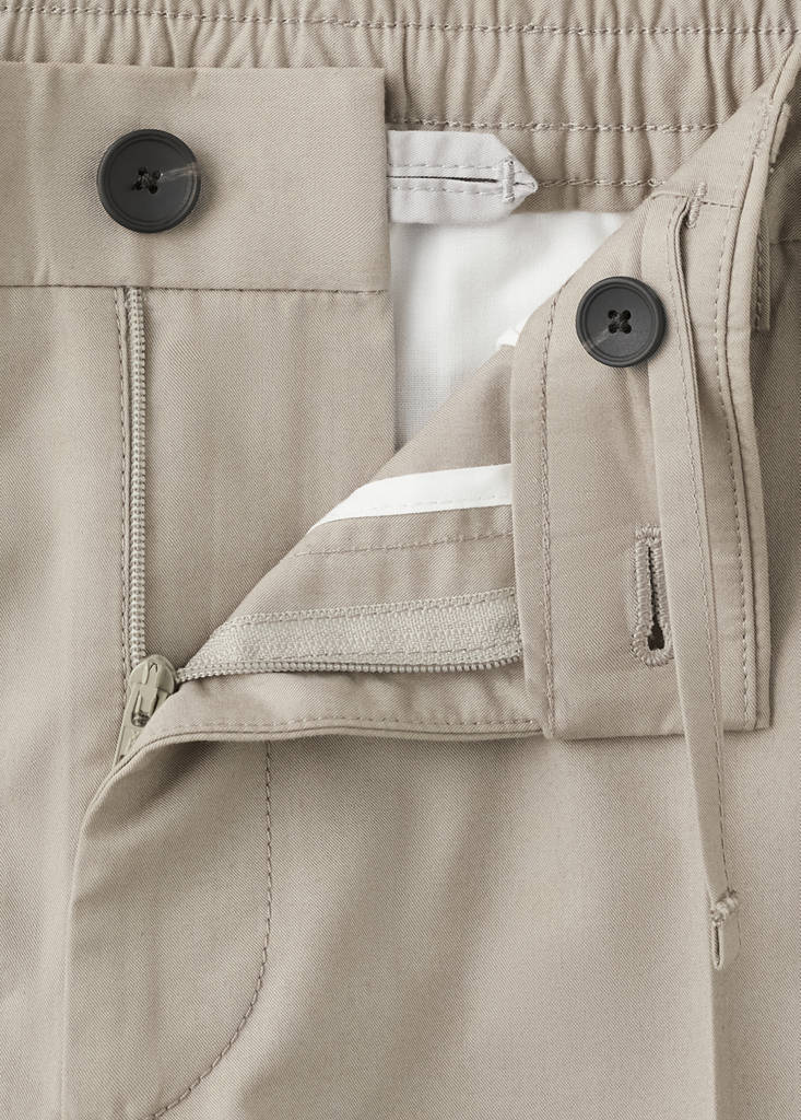 Slim fit cropped cotton blend trousers — Medium Brown