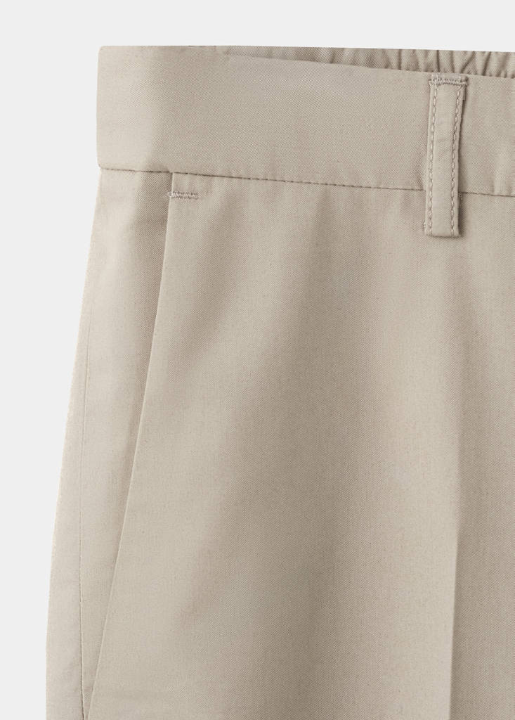 Slim fit cropped cotton blend trousers — Medium Brown