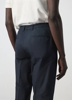 Slim fit cropped cotton blend trousers — Navy 5