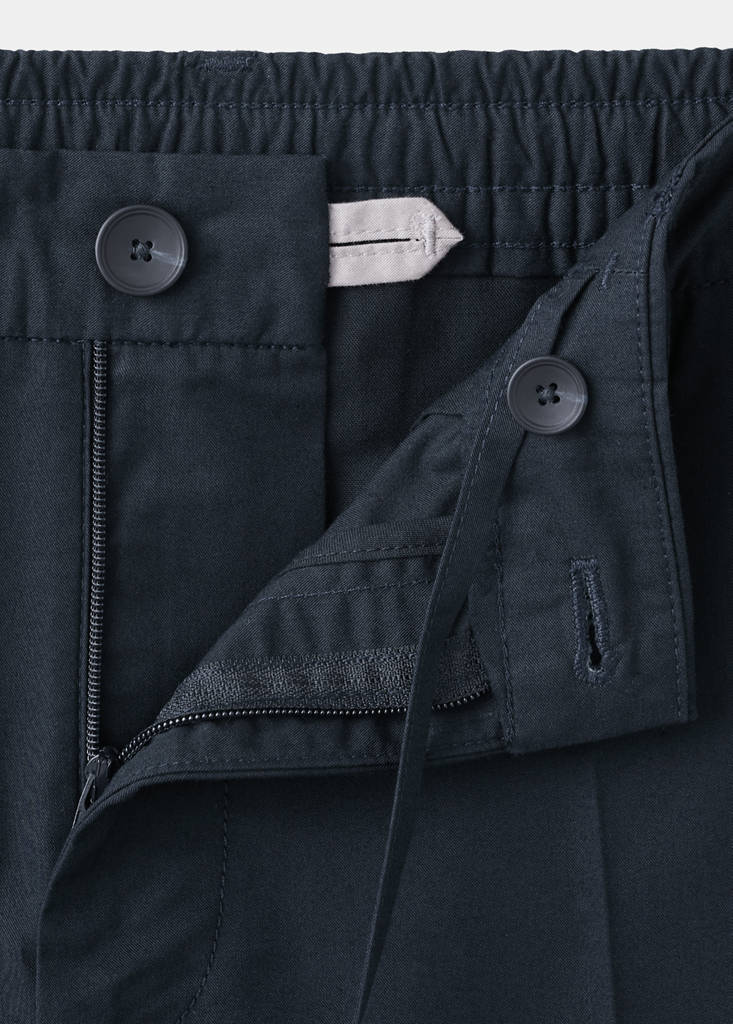 Slim fit cropped cotton blend trousers — Navy