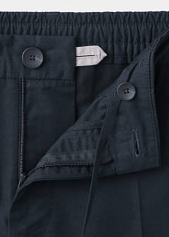Slim fit cropped cotton blend trousers — Navy 8