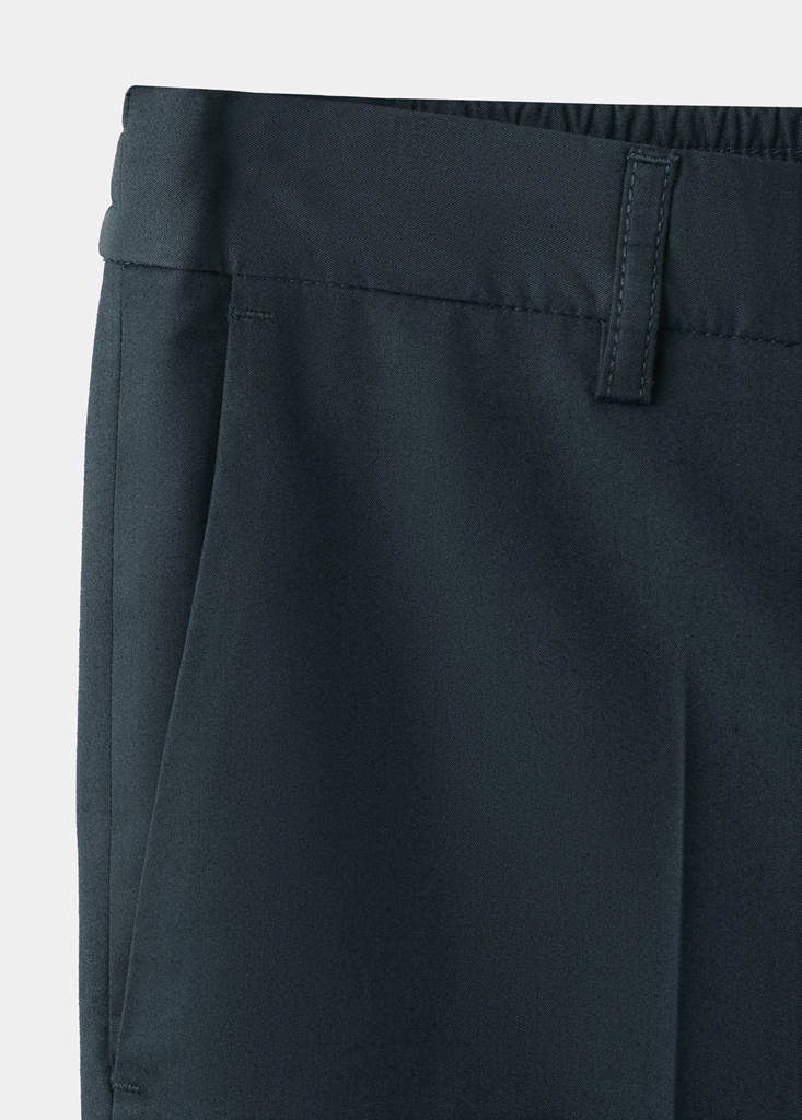 Slim fit cropped cotton blend trousers — Navy