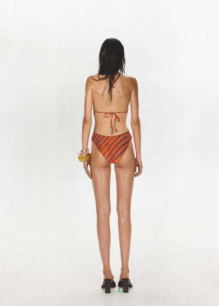 Halter neck animal print swimsuit — Orange