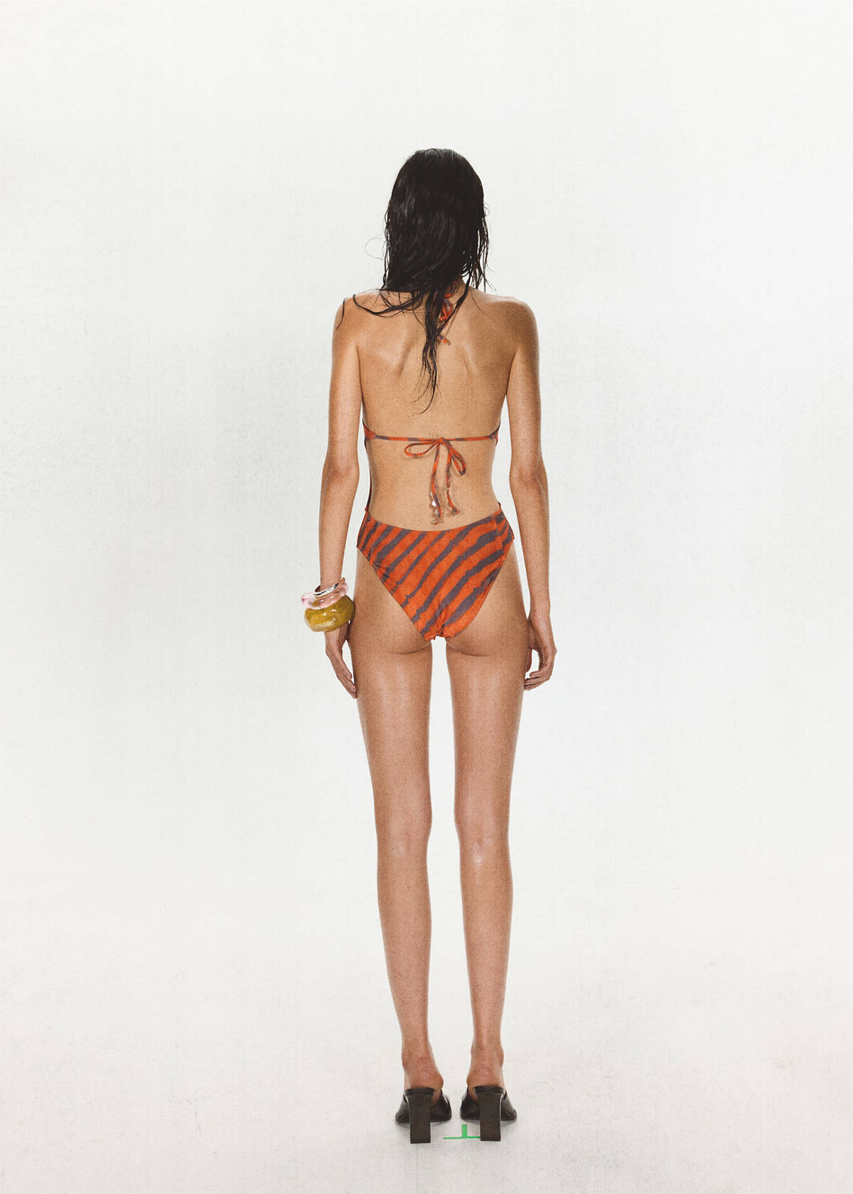 Halter neck animal print swimsuit — Orange