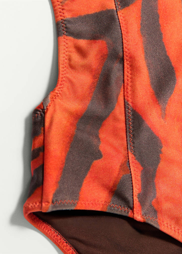 Halter neck animal print swimsuit — Orange