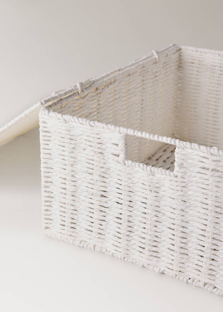 Medium braided paper box — White