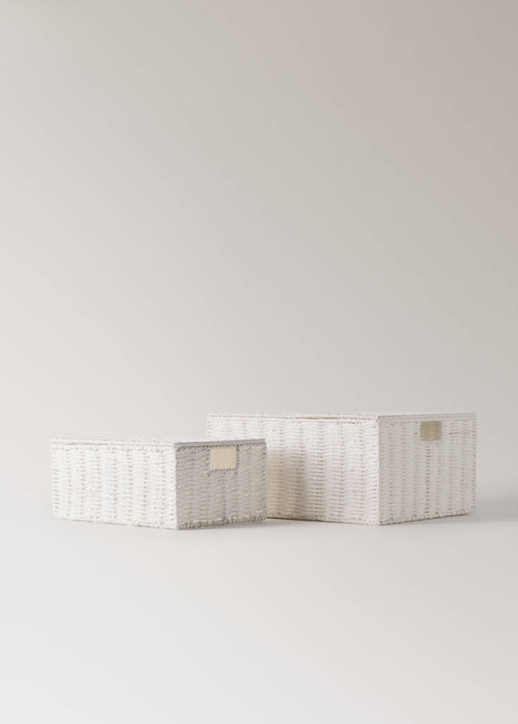 Medium braided paper box — White