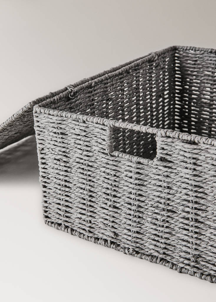 Medium braided paper box — Grey