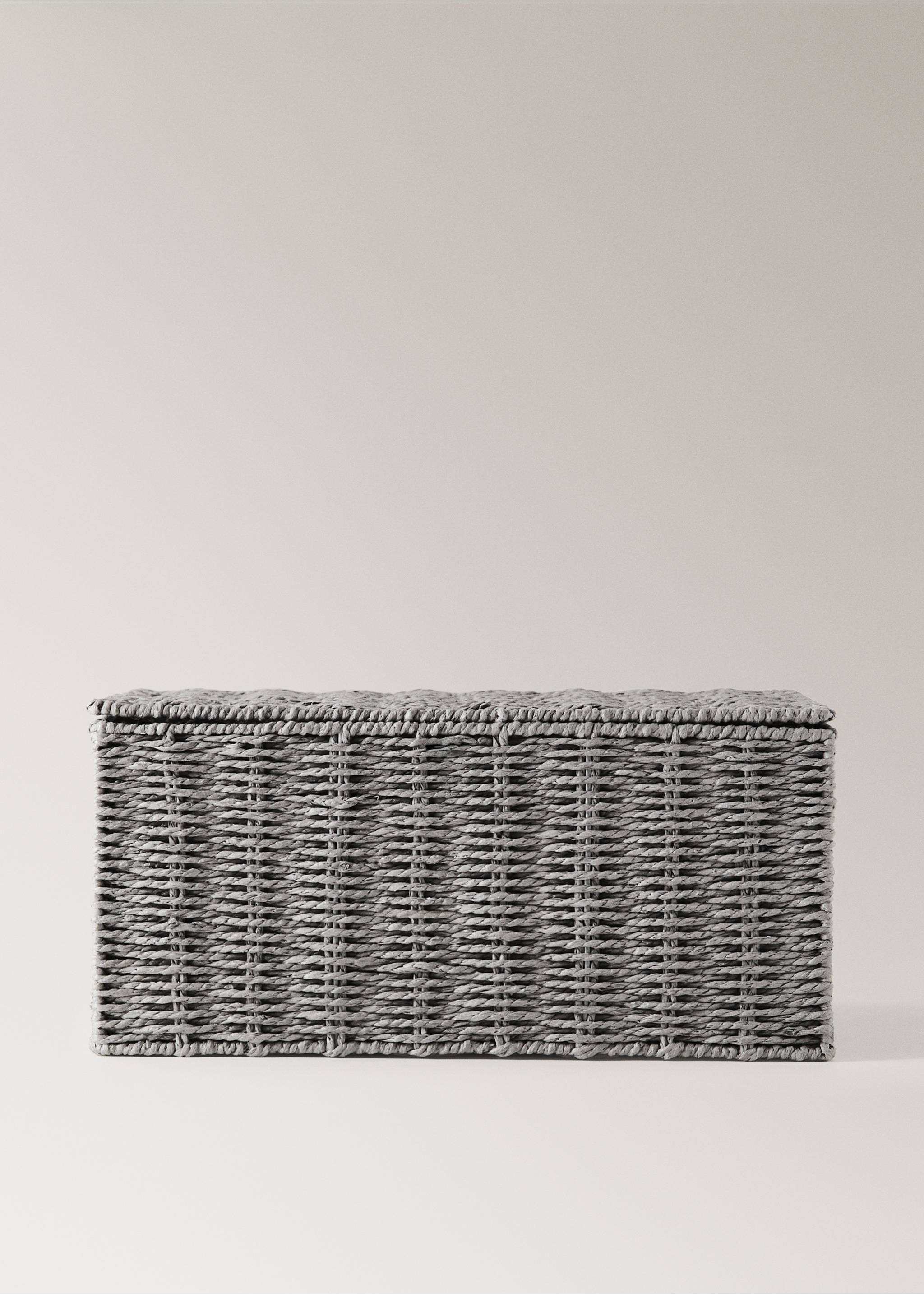 Medium-sized braided paper box - Article without model, Grey. Ref: 37071450-00.