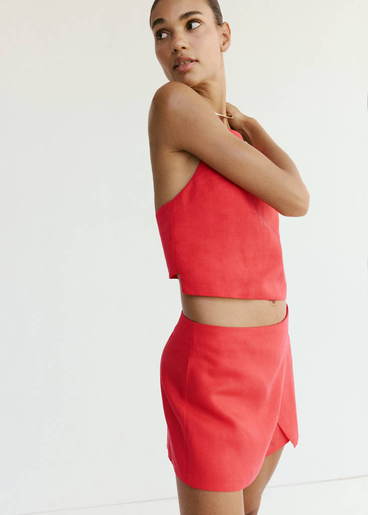 Linen crop top — Red
