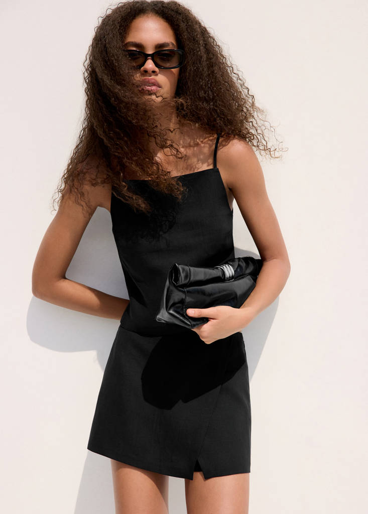 Linen crop top — Black