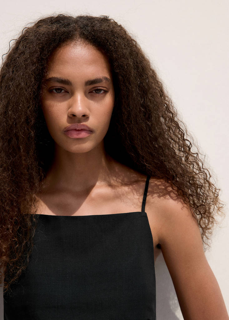 Linen crop top — Black