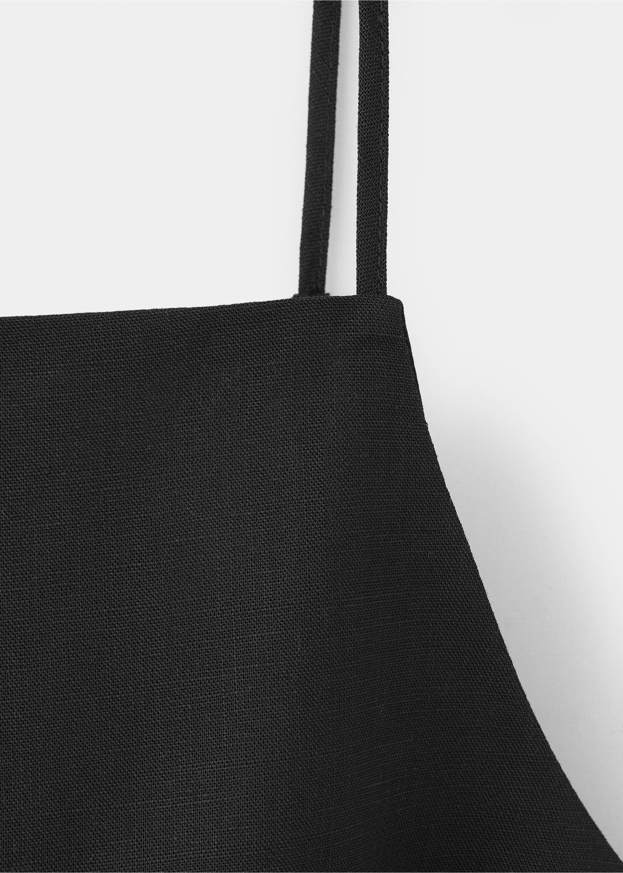 Linen crop top - Details of the article 8, Black. Ref: 37071452-00.