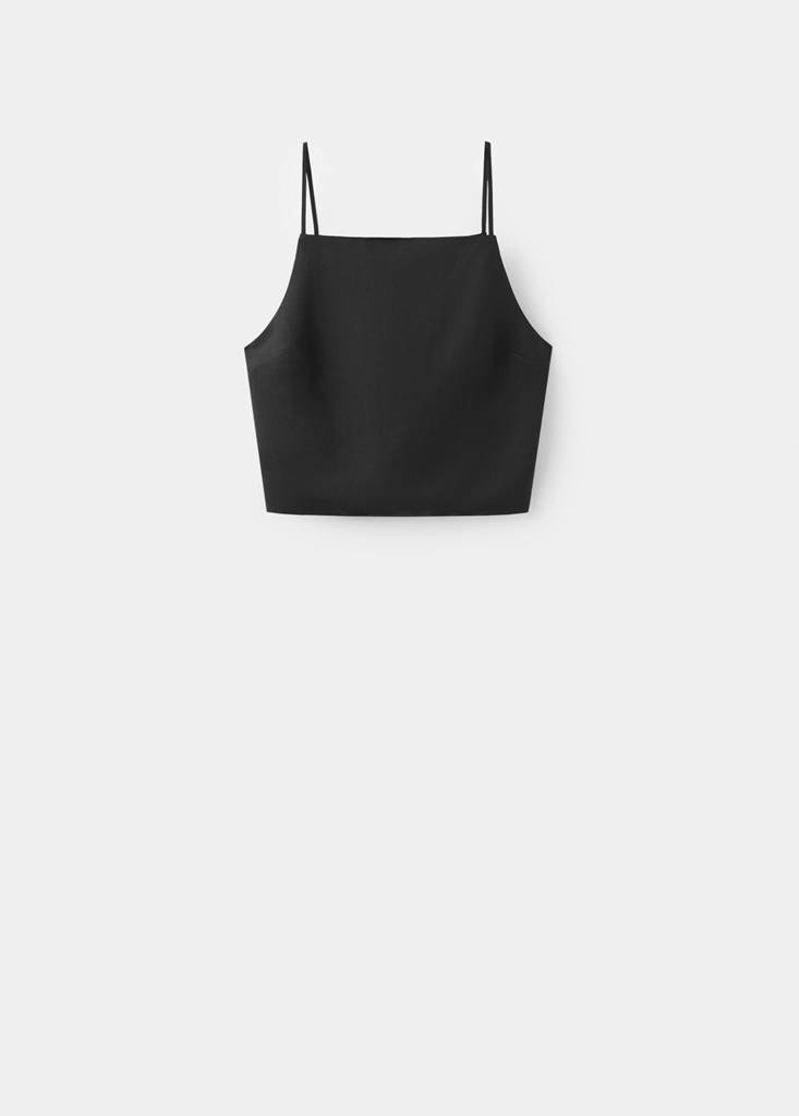 Linen crop top — Black