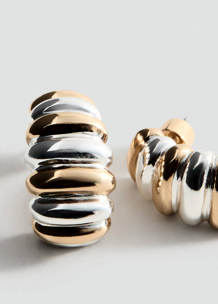 Mango Two-tone Earrings In Gold