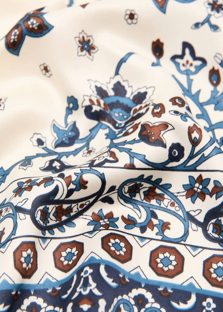 Paisley satin scarf — Dark Navy