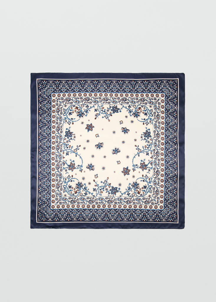 Paisley satin scarf — Dark Navy