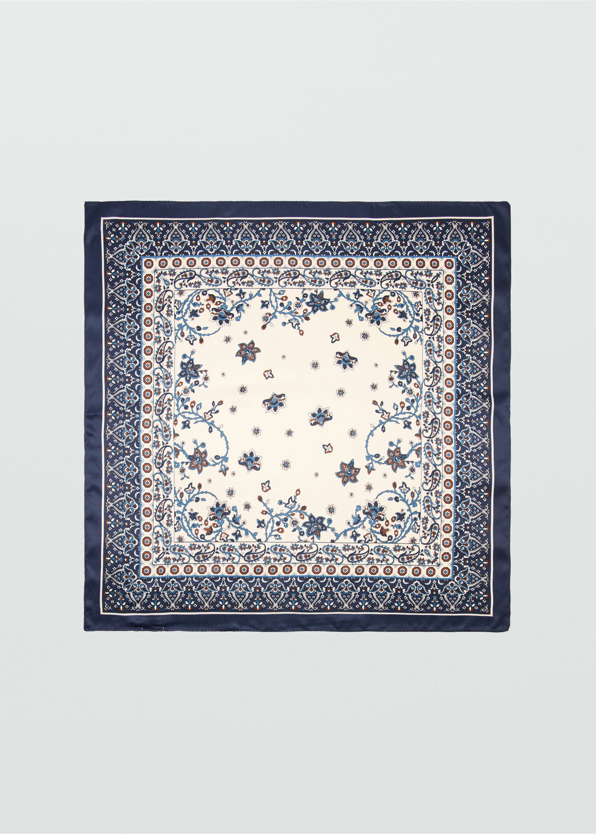 Paisley satin scarf - Article without model, Dark Navy. Ref: 37071454-00.