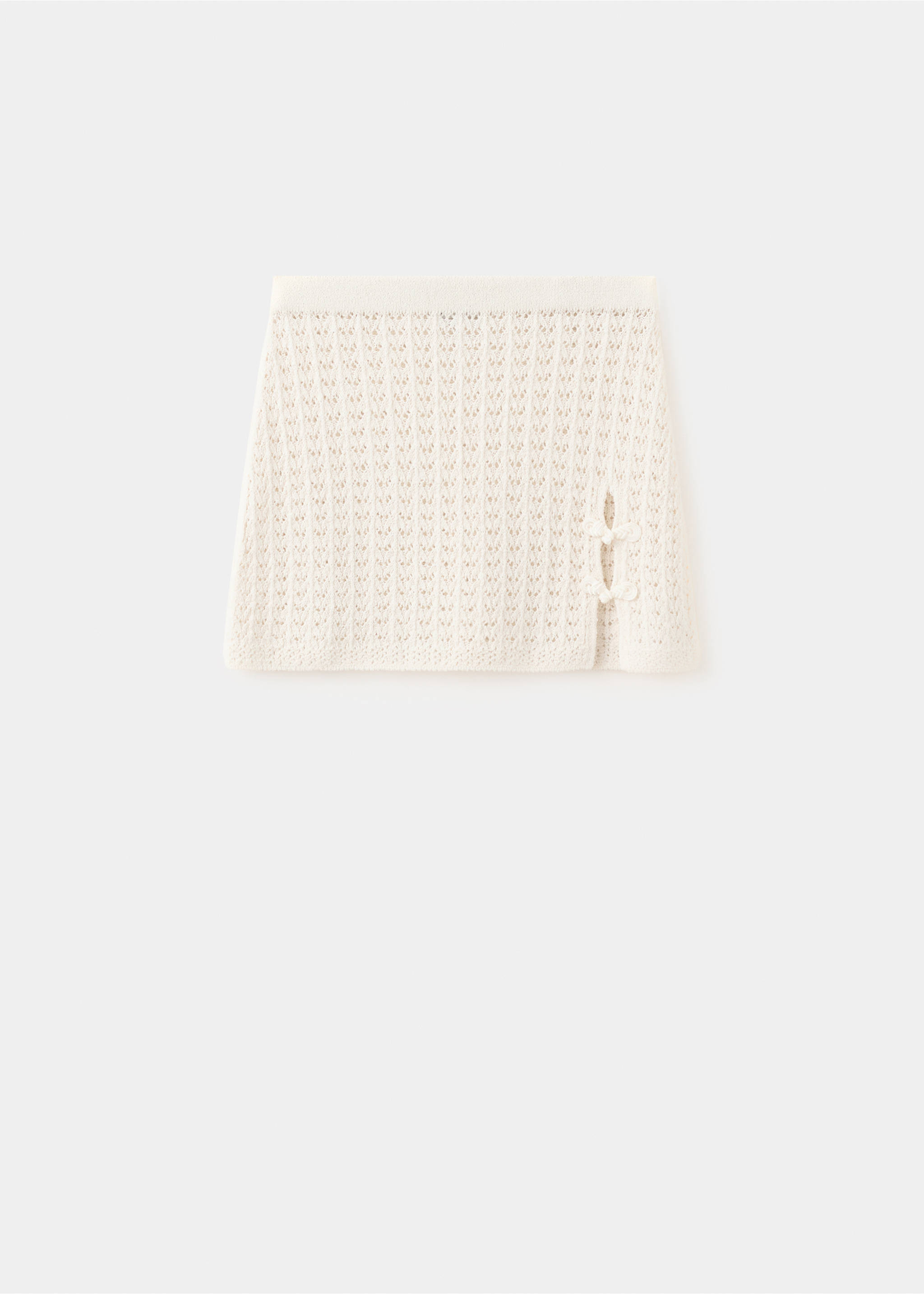 Short openwork knitted skirt - Article without model, Ecru. Ref: 37071455-00.