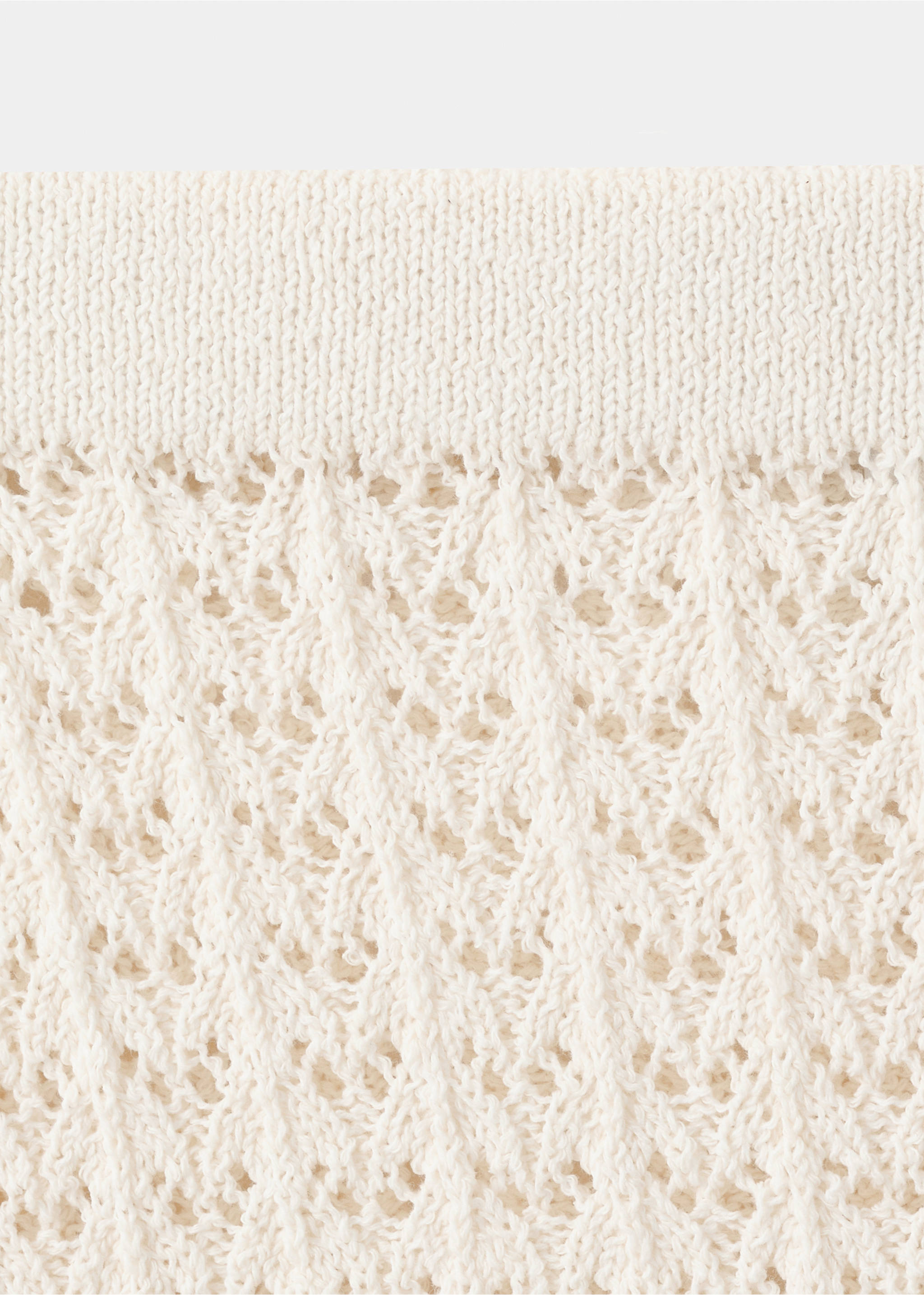 Short openwork knitted skirt - Details of the article 8, Ecru. Ref: 37071455-00.