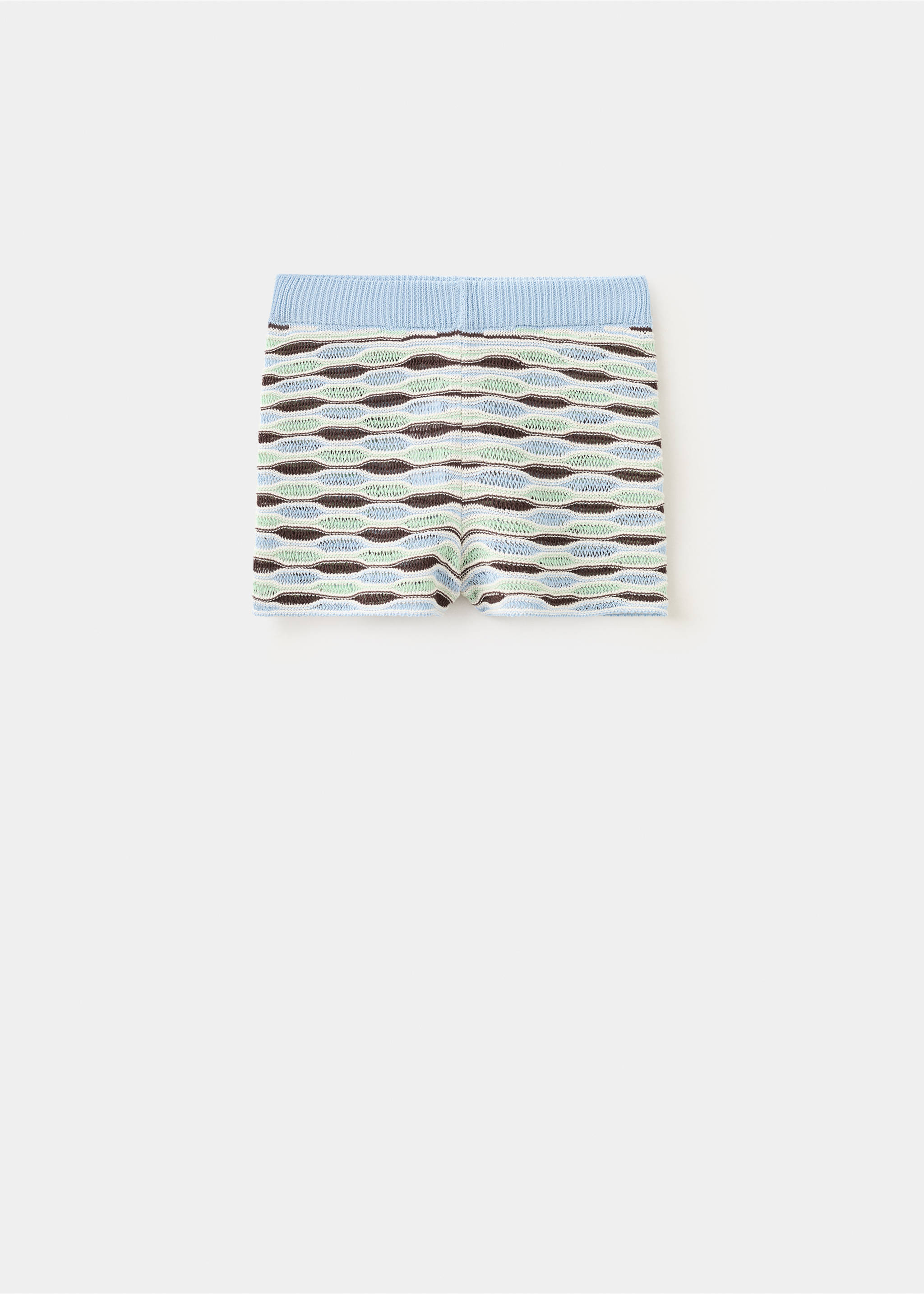 Short en maille à rayures ondulées - Article sans modèle, Bleu ciel. Ref: 37071456-00.