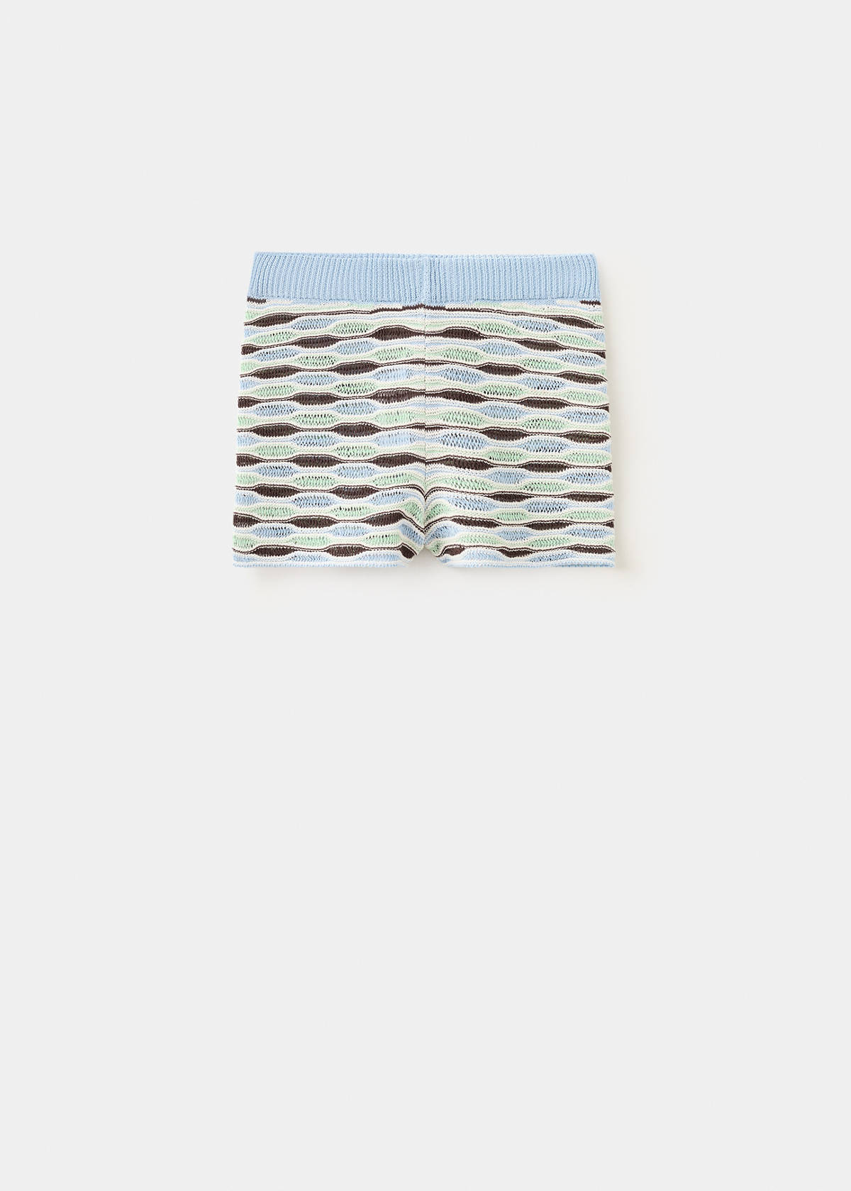 Wavy stripe knit shorts — Sky Blue