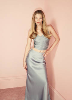 Satin maxi-skirt — Silver 1