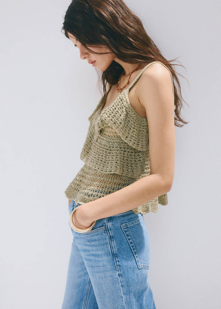 Ruffled crochet top — Pastel Green