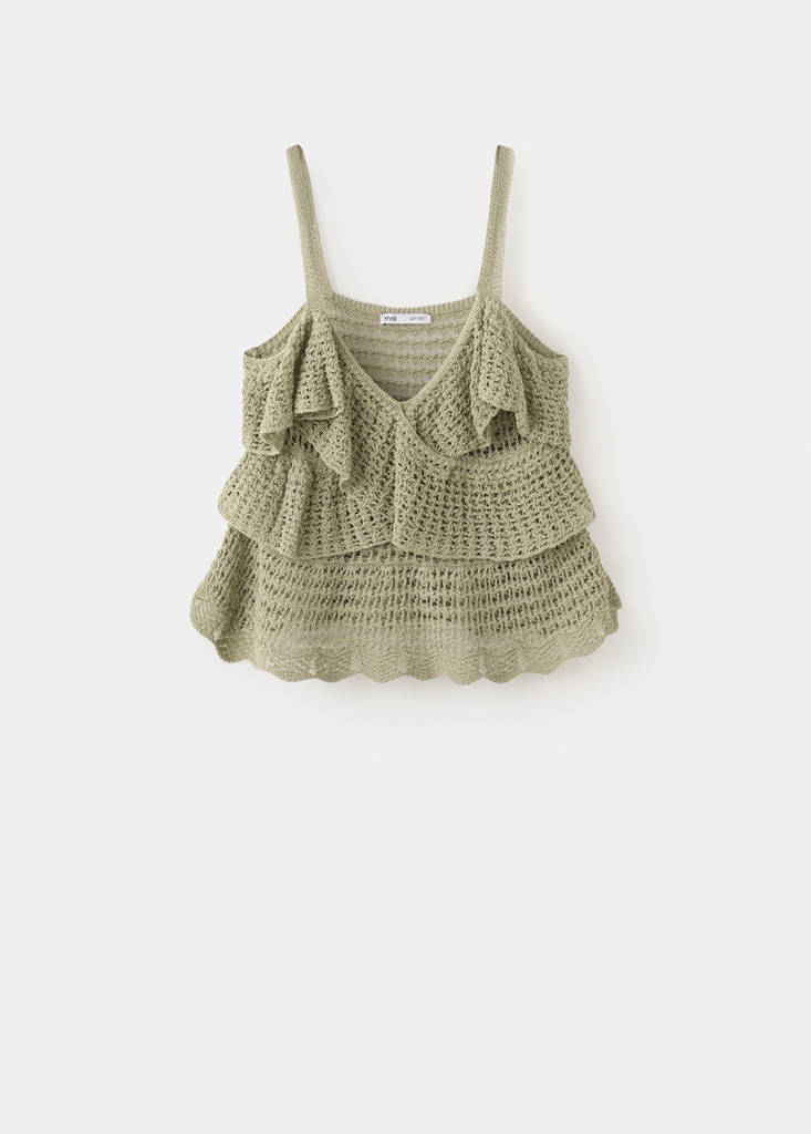 Ruffled crochet top — Pastel Green