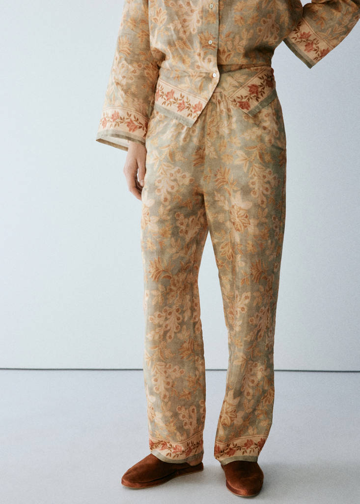 Floral print trousers — Green