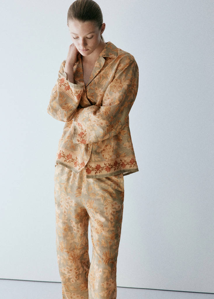 Floral print trousers — Green